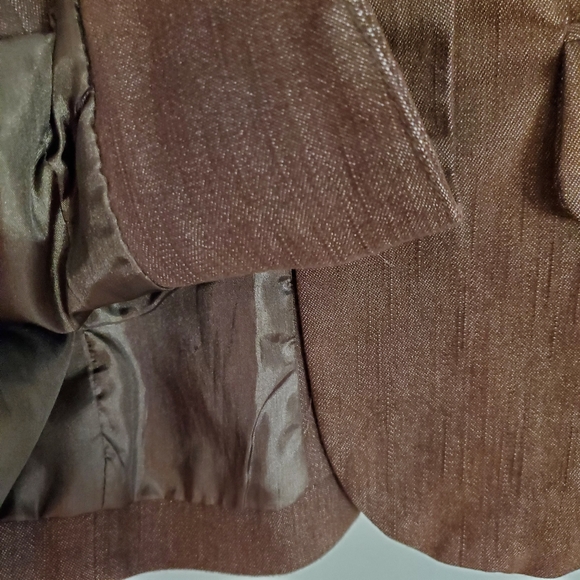 Izzue womens blazer suit jacket XS brown lined pocket button collar - Picture 4 of 7